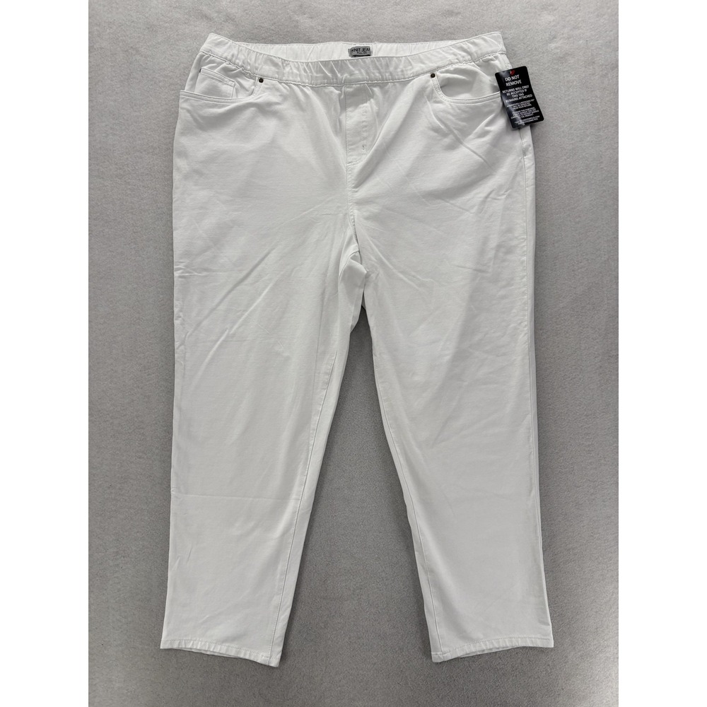 Catherines Knit Jean Pull On Straight Jeans Womens 2X White High Rise Stretch